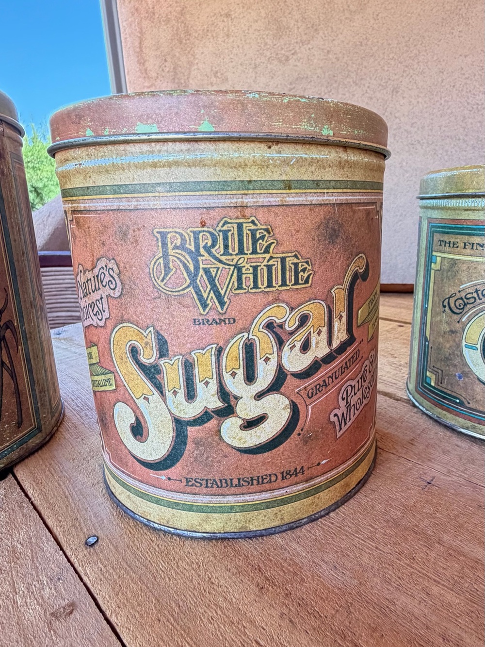 1970s Fluffy Nesting Kitchen Canister Set Metal Tins Farmhouse Country Cottage - Picture 8 of 10